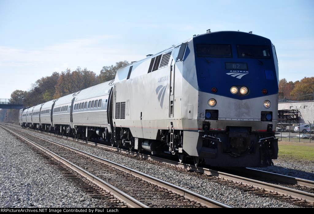 "Carolinian" eases east approaching the station